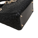 Christian Dior Black Crinkled Lambskin Small Lady Dior Handbag