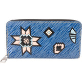 Louis Vuitton Limited Blue Epi Denim Style Leather Azteque Patches Zippy Wallet