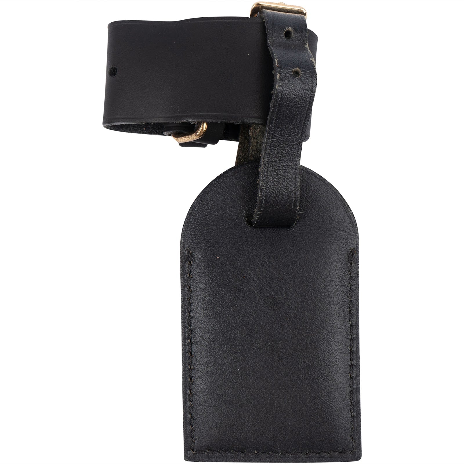[🔄️B21 / F49] Louis Vuitton Noir Leather Luggage Tag - vintageandkickz