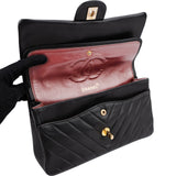 Chanel Quilted Lambskin Chevron Medium 24K Gold Double Flap Shoulder Bag