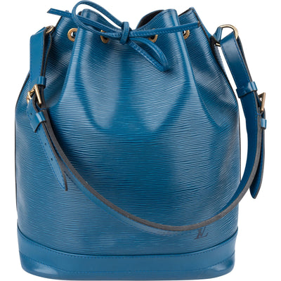 [🔄️B08 / F10] Louis Vuitton Blue Epi Leather Sac Noé Grande Shoulder Bag - vintageandkickz