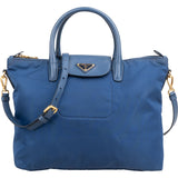 Prada Blue Tessuto Saffiano Triangle Tote Crossbody Handbag