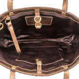 Coach Monogram Signature Stripe Lurex Glam Small Tote Handbag