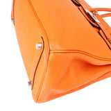 Hermès Orange H Taurillon Clemence Leather Palladium Birkin 30 Handbag