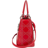 Christiann Dior Studded Cannage Lambskin Lady Dior Handbag