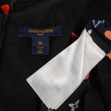 Louis Vuitton Black Silk Heart Monogram Off-Shoulder Ruffles Dress (FR 36 / DE 34)