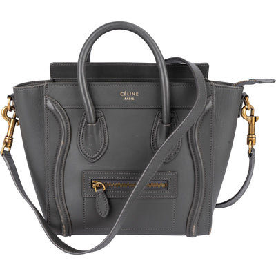 Céline Grey Leather Luggage Handbag