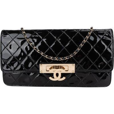 Chanel Quilted Patent Leather CC Crossbody Bag - vintageandkickz