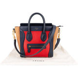 Céline Tricolor Grained and Calfskin Leather Luggage Handbag