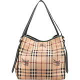 Burberry Haymarket Check Coated Canvas Equestrian Knight Hobo Shoulder Bag
