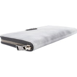 Prada Glossy Grigio Patent Leather Continental Zip Around Wallet 1M1253