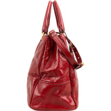Prada Red Vitello Shine Leather Tote Handbag