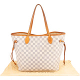 Louis Vuitton Monogram Damier Azur Canvas Neverfull MM Shoulder Bag