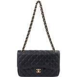 Chanel Quilted Caviar Leather Jumbo Double Flap Crossbody Bag