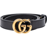 Gucci Black Leather GG Marmont Thin Belt ( 65 / 26 )