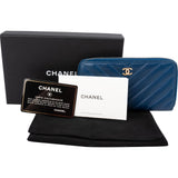 Chanel Quilted Leather Chevron Zip Around Wallet