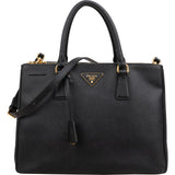 Prada Black Saffiano Leather Galleria Handbag