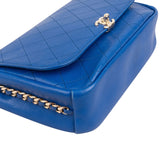 Chanel Quilted Stitched Leather Side Chain Single Flap Shoulder Bag