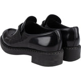 Prada Black Brushed Spazzolato Leather Triangle Mokassins Loafers (37)