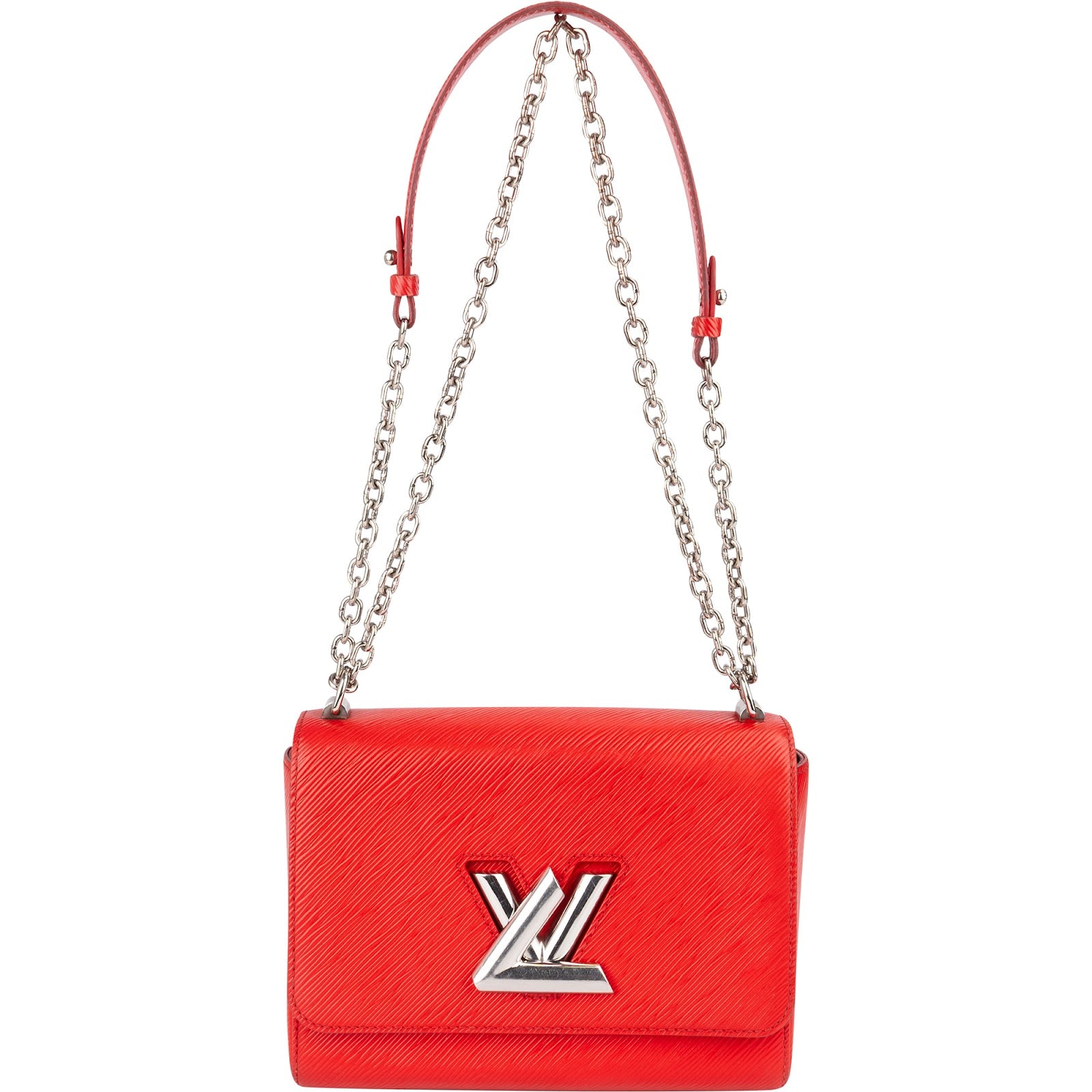 [🔄️B08 / F34] Louis Vuitton Red Epi Leather Twist MM Crossbody Bag - vintageandkickz