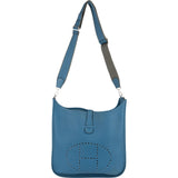 Hermès Bleu Clemence Leather Evelyne III TGM Crossbody Bag