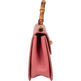 Gucci Pink Grained Leather Bamboo Top Handle Handbag