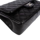 Chanel Quilted Lambskin Palladium Jumbo Double Flap Crossbody Bag