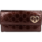 Gucci Patent Leather Guccissima Lovely Heart Continental Wallet