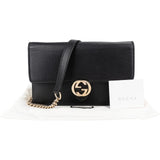 Gucci Leather Interlocking GG Wallet On Chain Crossbody Bag