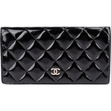 Chanel Quilted Patent Leather Timeless CC Long Flap Wallet