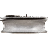 Miu Miu Metallic Silver Matelassé Nappa Leather Crystal Small Crossbody Bag