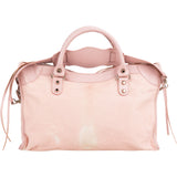 Balenciaga Pink Hair Leather City Handbag