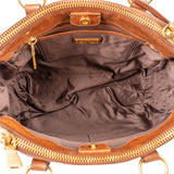 Miu Miu Brown Vitello Shine Leather Drawsting Satchel Handbag