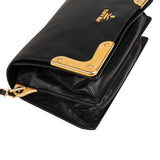 Prada Black Leather Metal Corner Single Flap Crossbody Bag