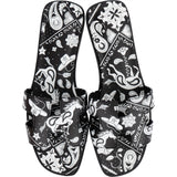 Hermès Black & White Leather Imprime Animaux Bandana Oran Sandals (37,5)