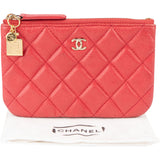 Chanel Caviar Leather Quilted O-Case N°5 Charm Wallet