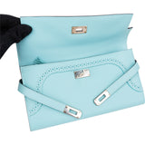 Hermès Bleu Atoll Swift Leather Kelly Ghillies Wallet