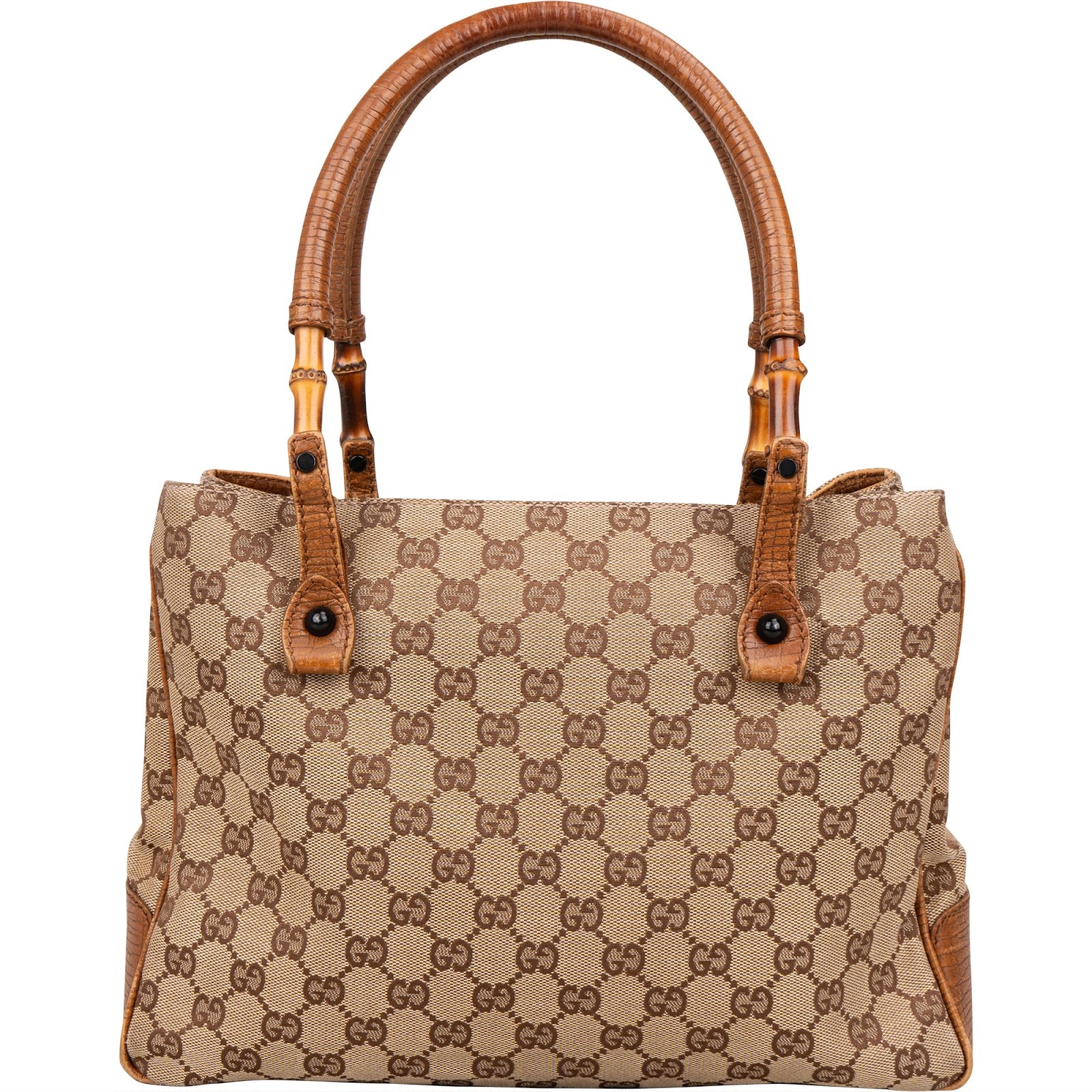 Gucci Monogram GG Bamboo Handbag - vintageandkickz