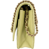 Chanel Green Quilted Lambskin Wallet On Chain Crossbody Bag