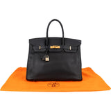 Hermès Noir Togo Leather Birkin 35 Gold Hardware Handbag