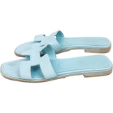 Hermès Light Blue Leather Oran Sandals (36,5)