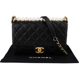 Chanel Quilted Lambskin Pearl on Top Single Flap Crossbody Bag
