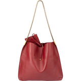Saint Laurent Red Leather Talitha Suzanne Medium Bucket Shoulder Bag