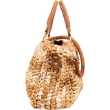 Miu Miu Woven Raffia Bauletto Coffer Handbag