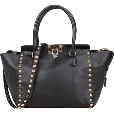 Valentino Garavani Black Leather Rockstud Handbag