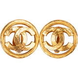 Chanel Gold CC Round Clip-On Earrings
