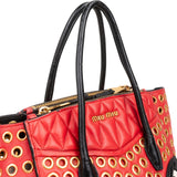 Miu Miu Bicolor Leather Biker Tote Handbag