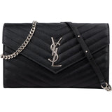 Yves Saint Laurent Grain de Poudre Quilted Leather Wallet On Chain Crossbody Bag