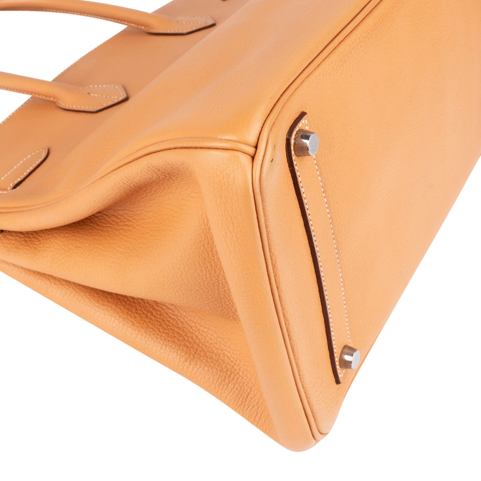 Hermès Fjord Leather Birkin 35 Handbag Beige Brown Palladium Hardware - vintageandkickz