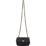 Chanel Black Quilted Satin 24K Gold Mini Single Flap Crossbody Bag